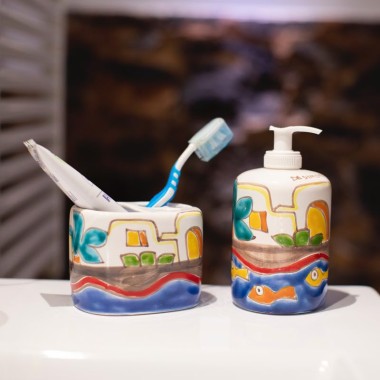 Handmade ceramic Toothbrush Holder Dammusi de simone sicilian pottery Handmade ceramic Toothbrush Holder Dammusi de simone sicilian pottery